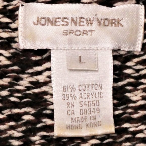 Jones New York Salt and Pepper Cotton Blend Knit Sweater Size L - Picture 8 of 8